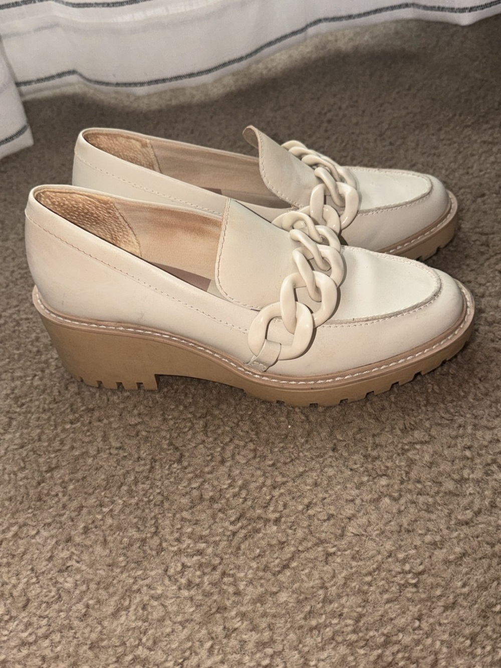 Dolce Vita Cream Platform Chain Loafers